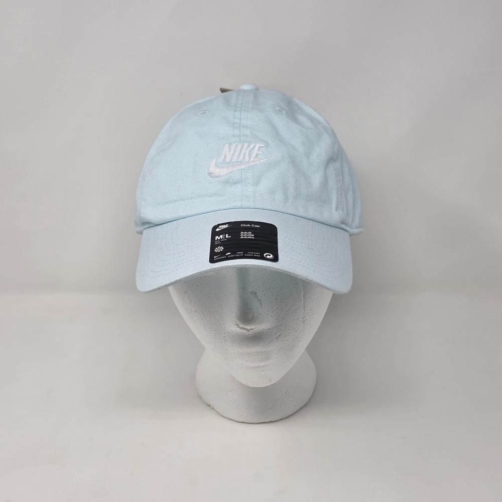 Nike Club Cap FB5368-474 Baseball Hat Women M/L Light Blue Embroidered‎ Logo